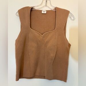 Abercrombie & Fitch Tan Ribbed Fitted Tank Top